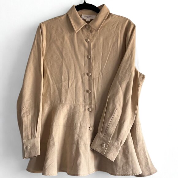 Tuckernuck Pomander Place Ashlen Button Down Blouse Neutral Tan Small (4-6) - Picture 5 of 6